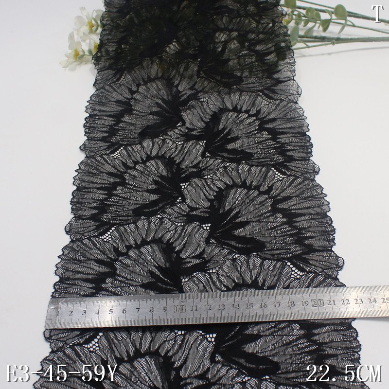 Factory wholesale 22cm black nylon spandex elastic lace trim thin mesh lace for underwear