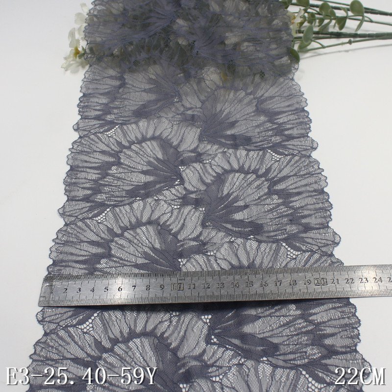 Factory wholesale 22cm black nylon spandex elastic lace trim thin mesh lace for underwear