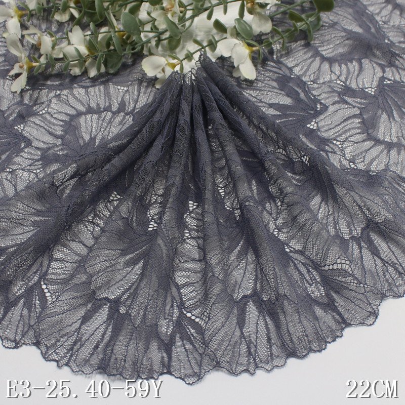 Factory wholesale 22cm black nylon spandex elastic lace trim thin mesh lace for underwear