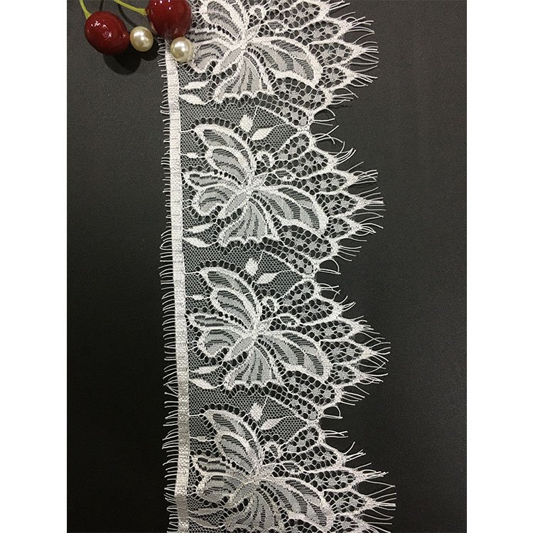New fashion 11.5cm Nylon Butterfly eyelash hoodie lace tulle trim 4.5 inch