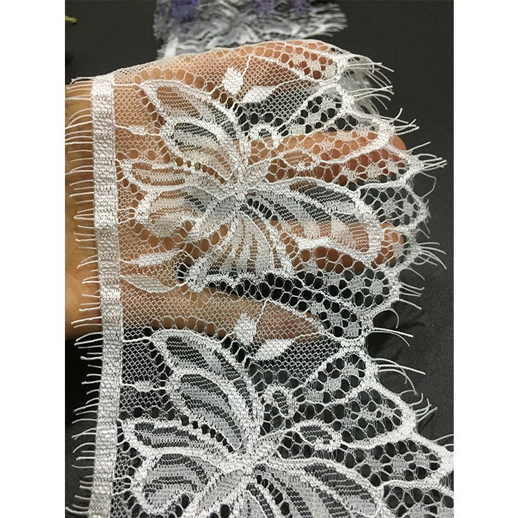 New fashion 11.5cm Nylon Butterfly eyelash hoodie lace tulle trim 4.5 inch