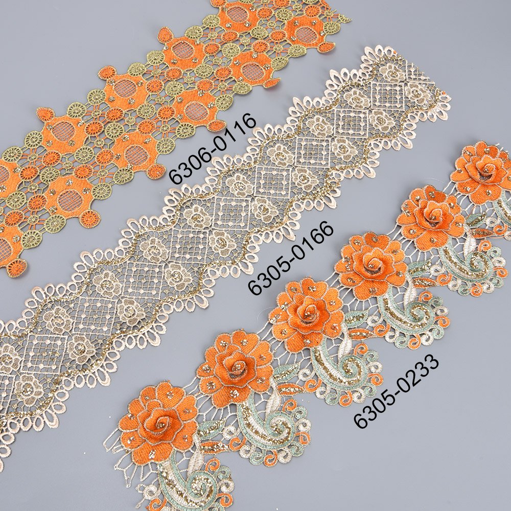 Wholesale Factory Embroidered Lace Trimming Chemical Lace Trim for DIY