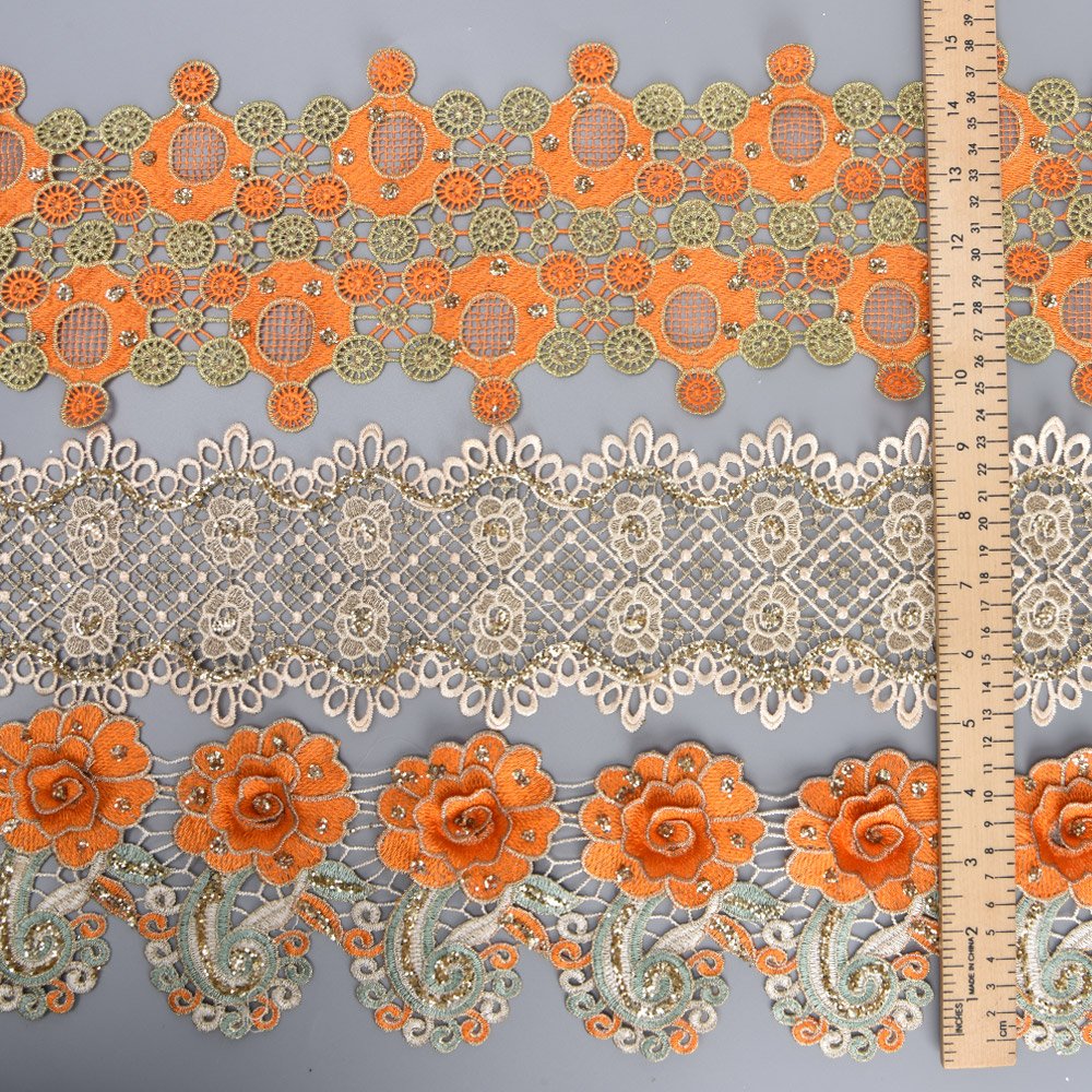 Wholesale Factory Embroidered Lace Trimming Chemical Lace Trim for DIY