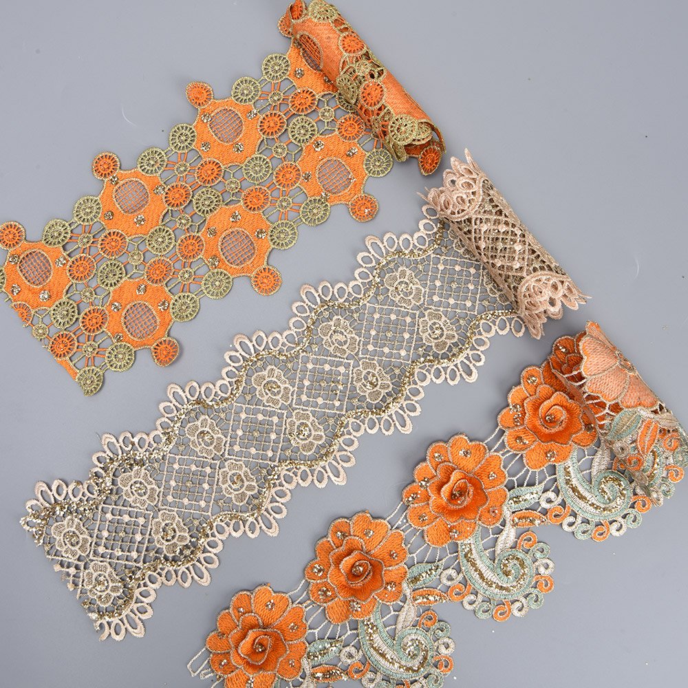 Wholesale Factory Embroidered Lace Trimming Chemical Lace Trim for DIY