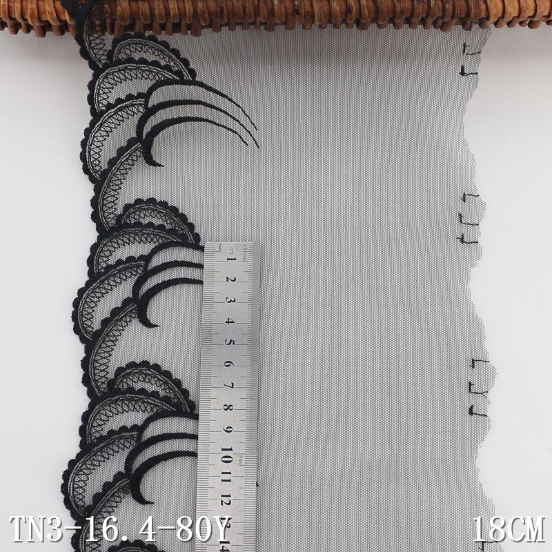 Vintage 17CM Black Red Tulle Embroidered Lace Trim Voile Flower Embroidery Lace Fabric For Women Dress