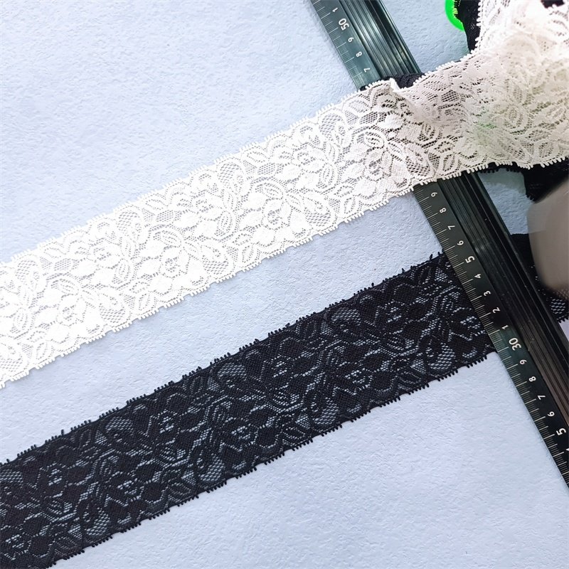 ZJ015 New Design Polyamide 90% Spandex 10% Bridal Lace Fabric 6cm White Elastic Laces Trim for Women