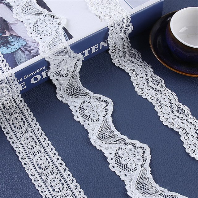 Factory Stock White 3.5 Cm Elastic Lace Fabric Embroidery Lace Trim Materials For clothing