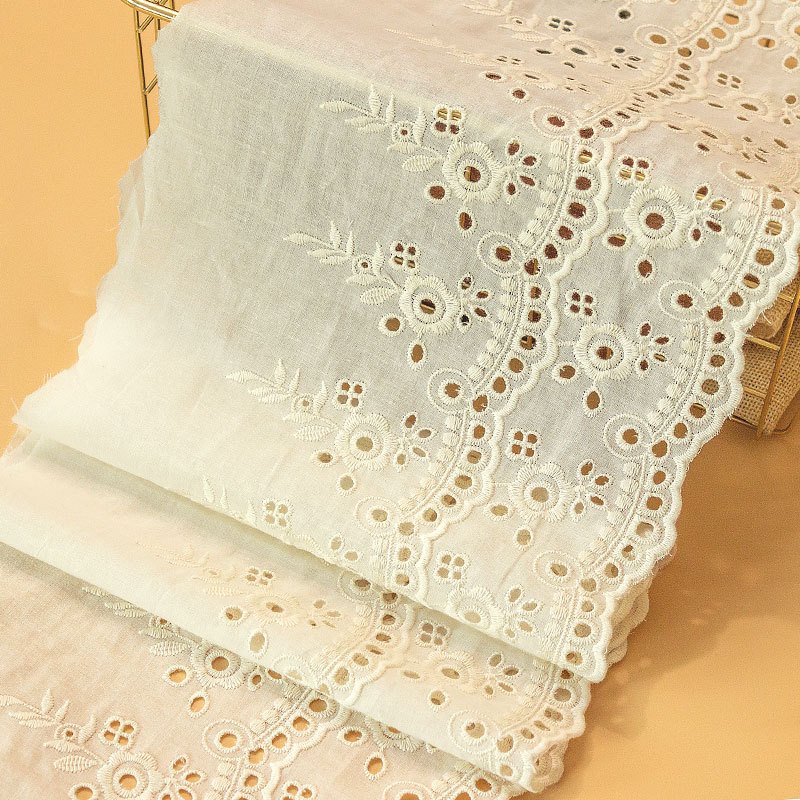 Wholesale Cotton Lace 21cm Wide White Lace Trim Cotton Eyelet Lace Trim