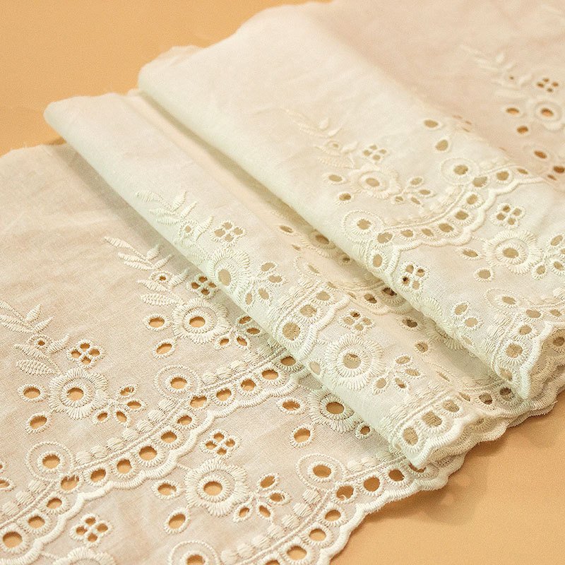 Wholesale Cotton Lace 21cm Wide White Lace Trim Cotton Eyelet Lace Trim