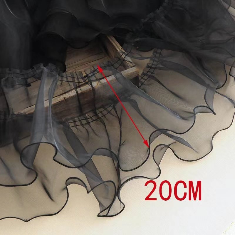 20cm Colorful Organza Embroidery Tape Ribbon Ruffle Trims Border Pattern Polyester Lace Dresses Garments Skirts Decorations