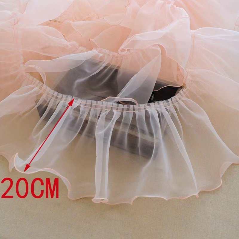 20cm Colorful Organza Embroidery Tape Ribbon Ruffle Trims Border Pattern Polyester Lace Dresses Garments Skirts Decorations