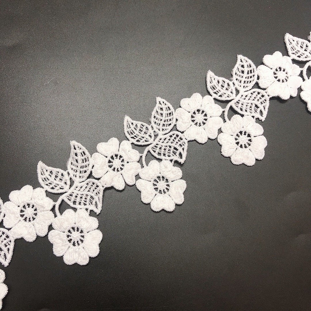 5.5cm flower white water soluble milk silk lace trim for garment LT2304B