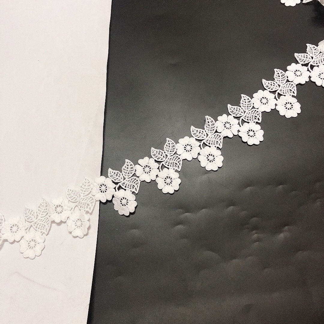 5.5cm flower white water soluble milk silk lace trim for garment LT2304B
