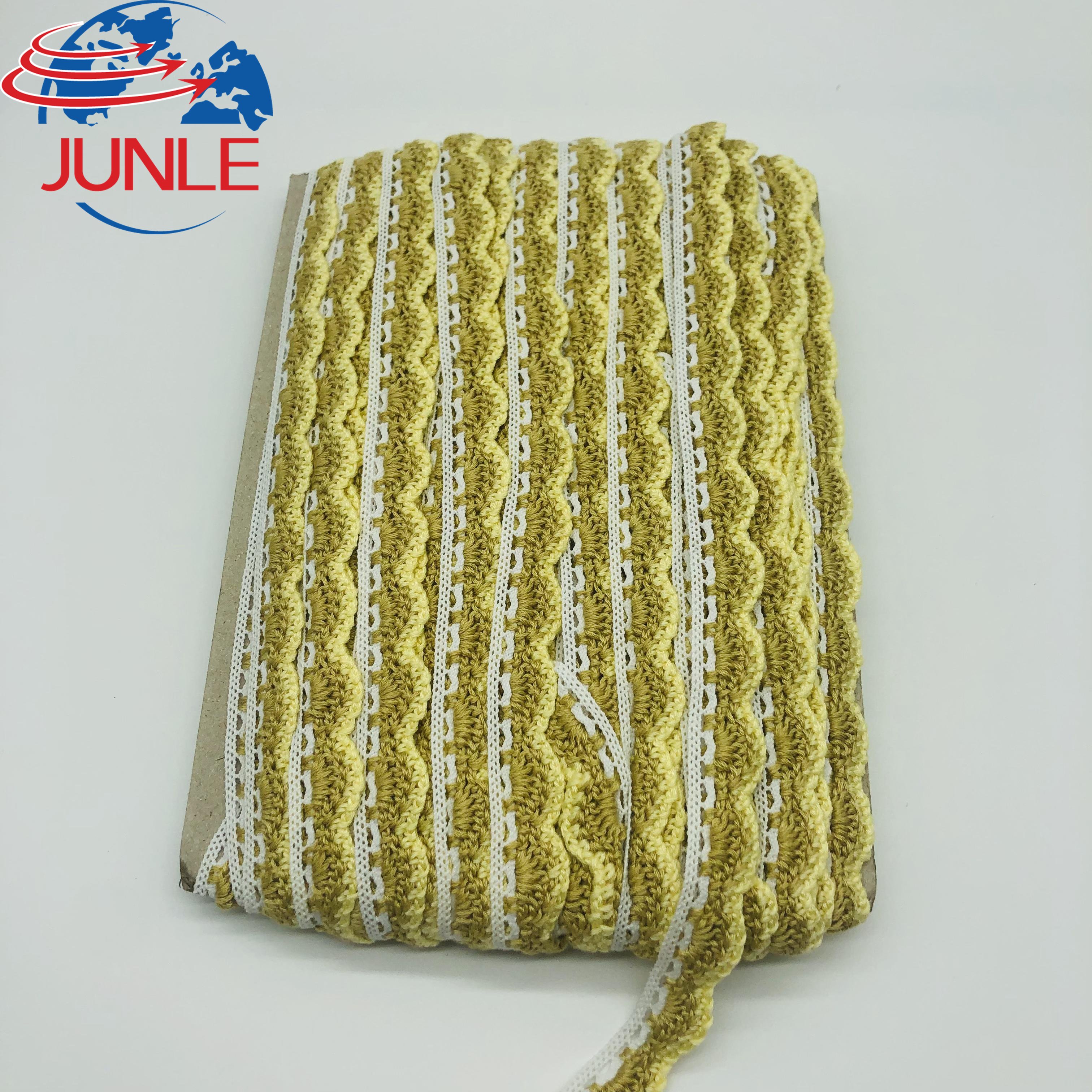 High Quality Golden Lace Trim Home Decoration Clothing Sofa Curtain Accessories Embroidered Crochet Lace trimming
