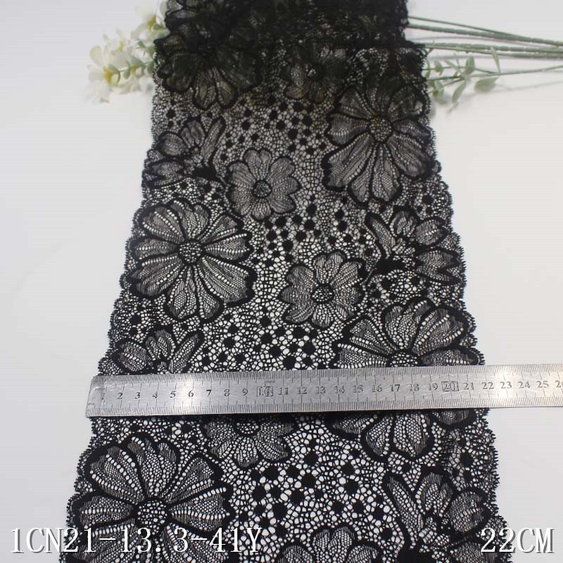 Fancy Multicolor Elastic Nylon 22cm Wide Beautiful Flower Lace Trim For Bra Underwear Lingerie