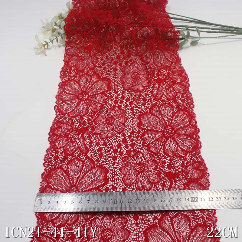 Fancy Multicolor Elastic Nylon 22cm Wide Beautiful Flower Lace Trim For Bra Underwear Lingerie