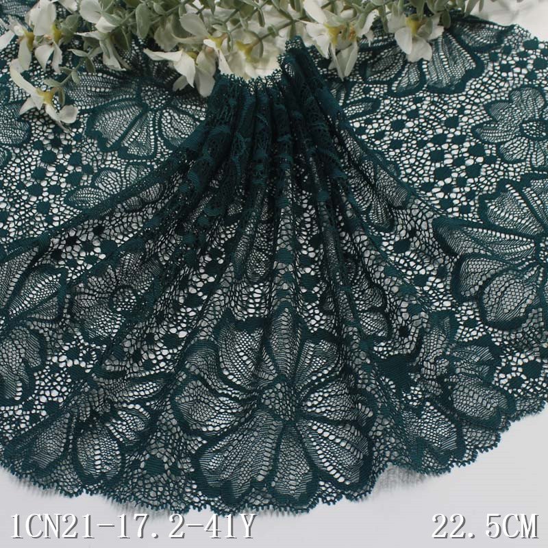 Fancy Multicolor Elastic Nylon 22cm Wide Beautiful Flower Lace Trim For Bra Underwear Lingerie