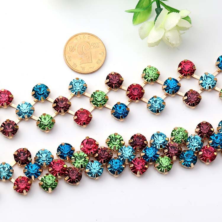 Various Shape Shiny Rhinestone Trim Chain Fringe Tassel Cup Chain For Wedding Garment Shoe Dress Necklace Bag DIY Jewel Making