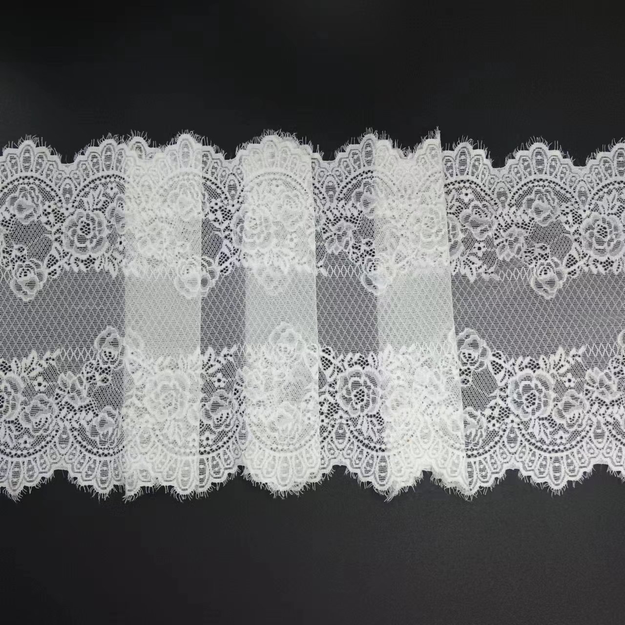 Advanced White Knitted Elastic Lace Trim Voile Nylon Spandex Lace Fabrics French Lace Trimming for Clothing Accessories
