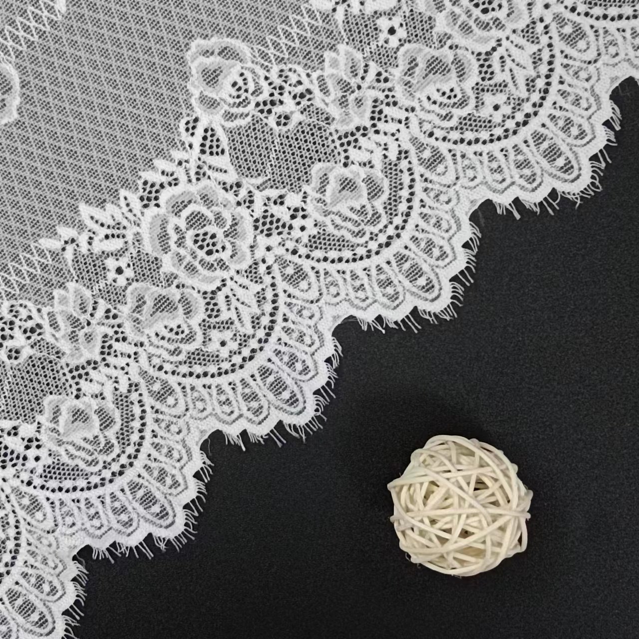 Advanced White Knitted Elastic Lace Trim Voile Nylon Spandex Lace Fabrics French Lace Trimming for Clothing Accessories