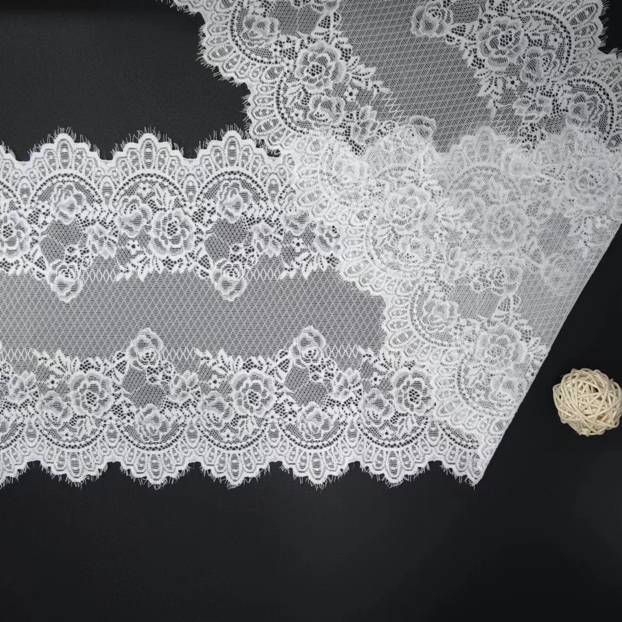 Advanced White Knitted Elastic Lace Trim Voile Nylon Spandex Lace Fabrics French Lace Trimming for Clothing Accessories