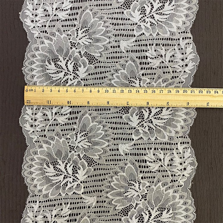 Professional 23cm stretch White Net Lace Border Nylon Spandex Lace Trim Fashion Elastic Soft Lace Trim