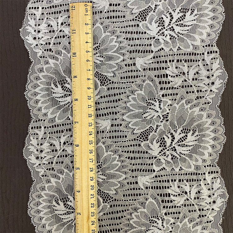 Professional 23cm stretch White Net Lace Border Nylon Spandex Lace Trim Fashion Elastic Soft Lace Trim