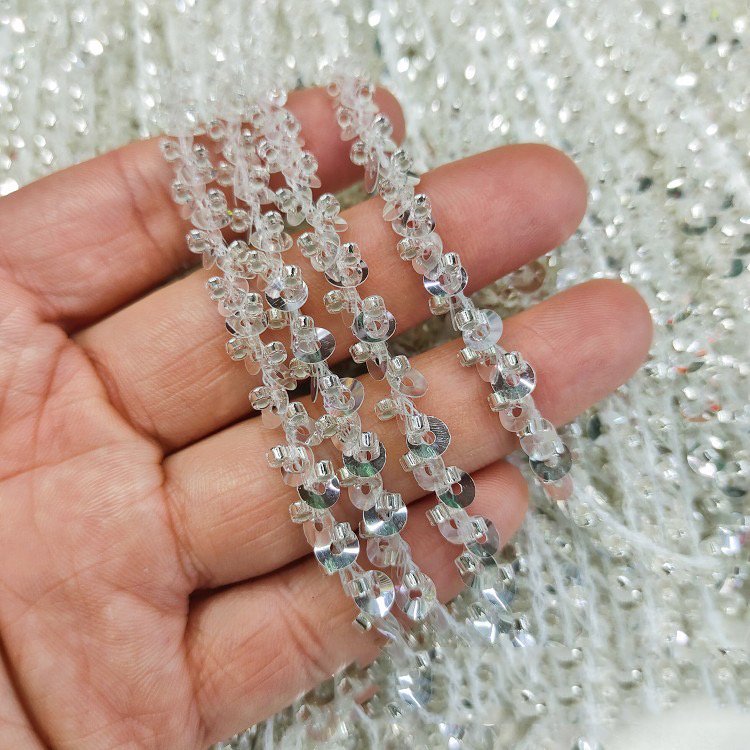 Trending 16cm Clear Beaded Sequin Tassel Fringe Silver Sequin Tassel Bride For Dress