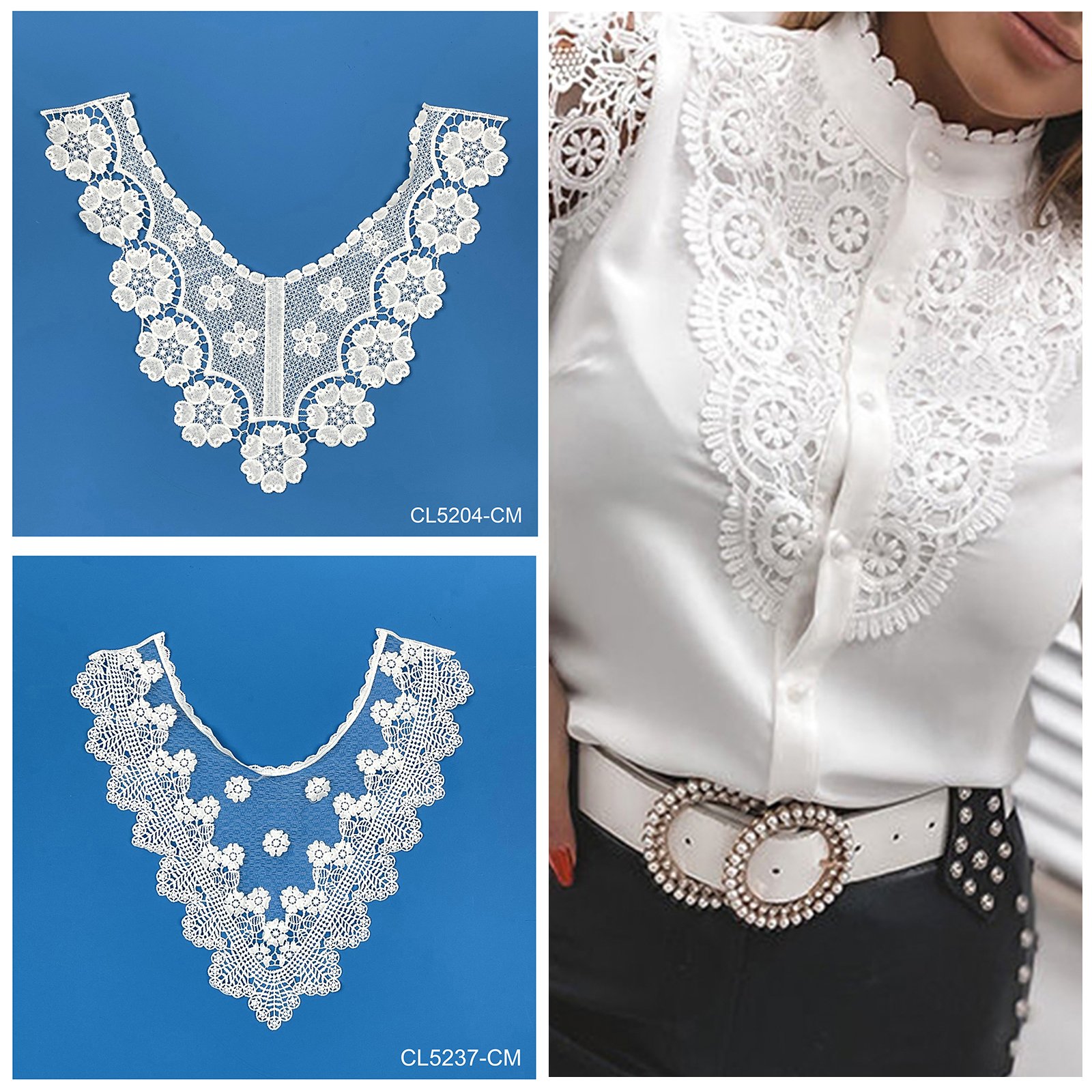 Lace Embroidered Neckline double cotton lace Neck Collar Trim for Clothes Sewing Applique