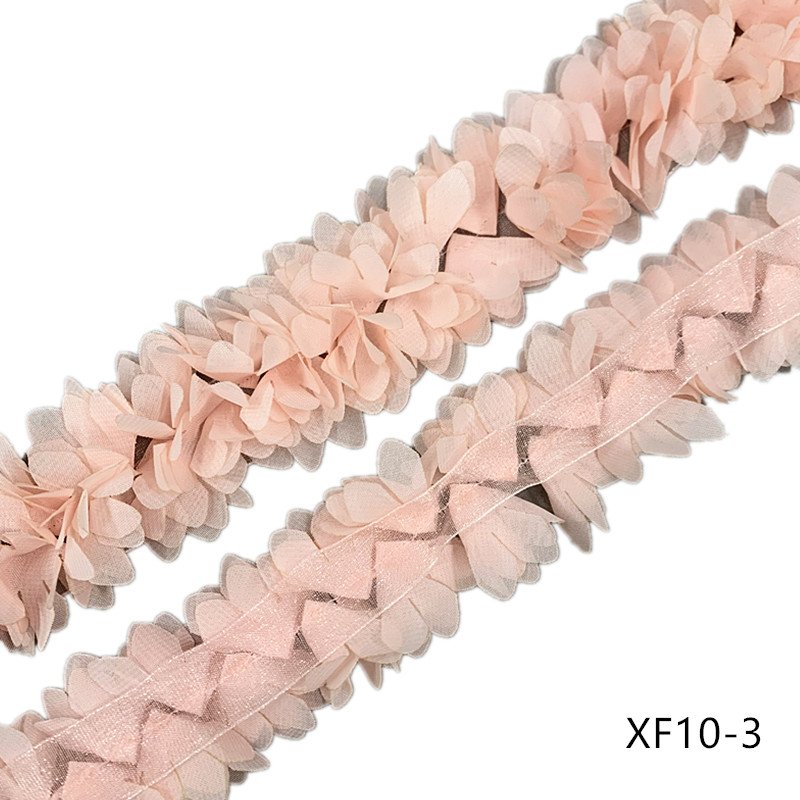wholesale Colorful 3D Chiffon Flower DIY Lace Trim Lace Ribbon Sewing Decorative Fabric for garment dress DIY accessory XF10