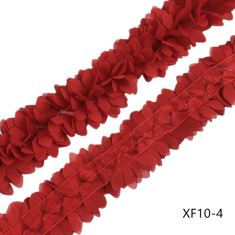wholesale Colorful 3D Chiffon Flower DIY Lace Trim Lace Ribbon Sewing Decorative Fabric for garment dress DIY accessory XF10
