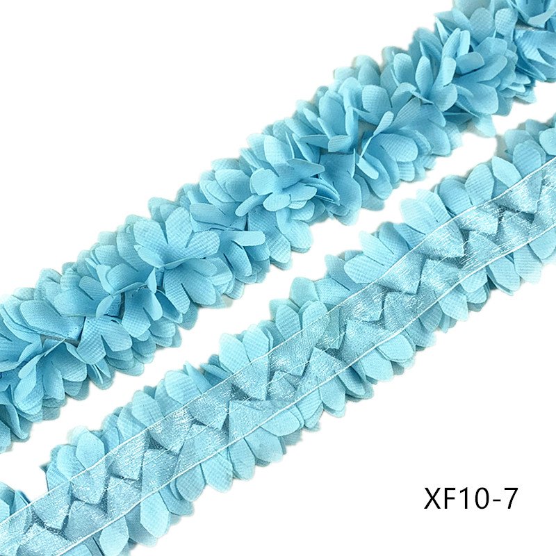 wholesale Colorful 3D Chiffon Flower DIY Lace Trim Lace Ribbon Sewing Decorative Fabric for garment dress DIY accessory XF10