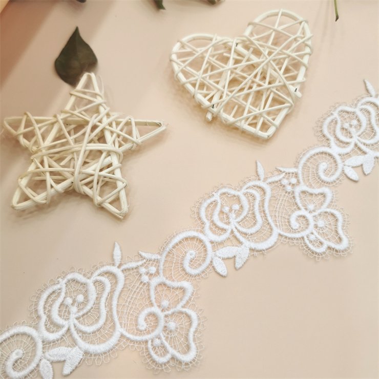 Factory milk silk Guipure Swiss lace French lace wedding fabric bride's wedding dress women's dress lace trim