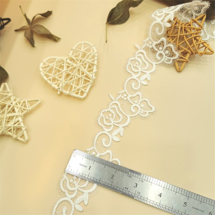 Factory milk silk Guipure Swiss lace French lace wedding fabric bride's wedding dress women's dress lace trim