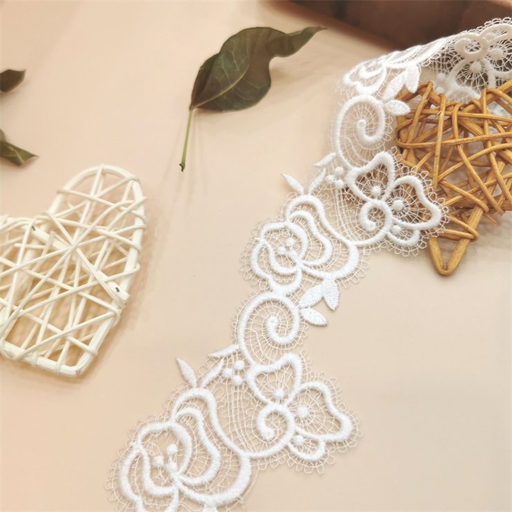 Factory milk silk Guipure Swiss lace French lace wedding fabric bride's wedding dress women's dress lace trim