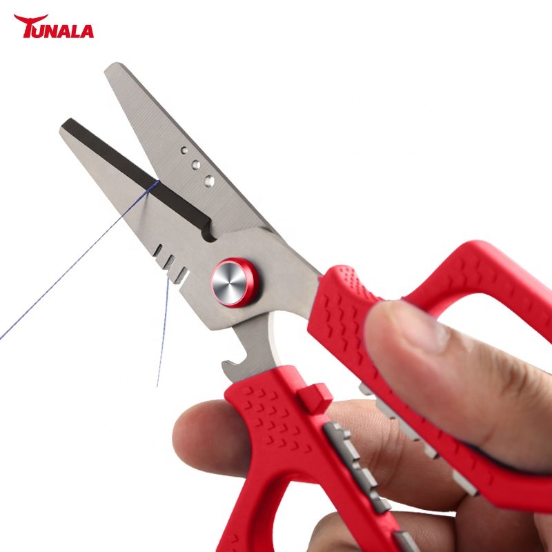 The High Quality Fishing Braid Line Titanium Coating Fishing Scissors With Non-slip Handle Sheath And Lanyard