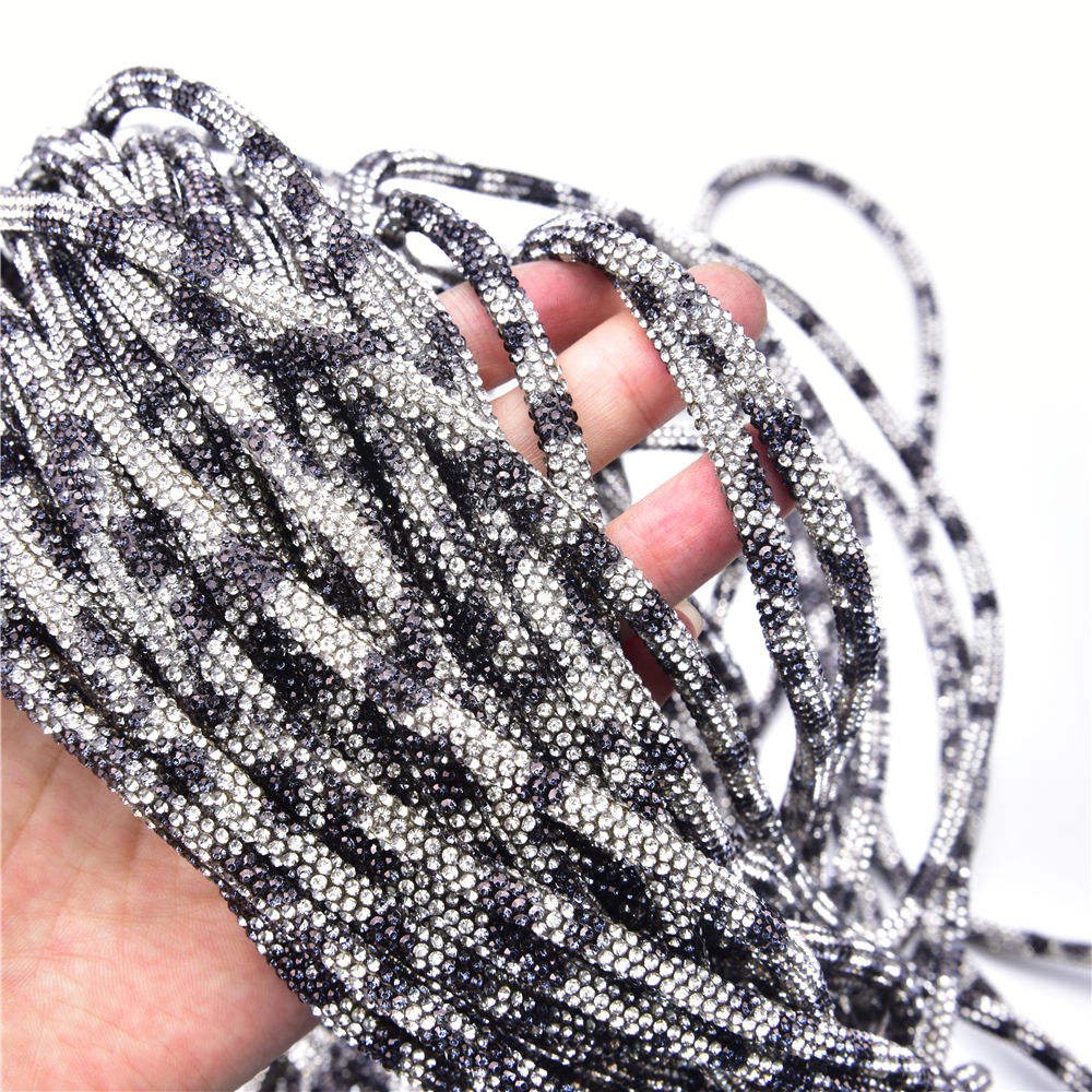 Honor of crystal 6mm Colored Diamond Glass Crystal Tube Bling Round Rhinestone Trim Strip Cord For DIY