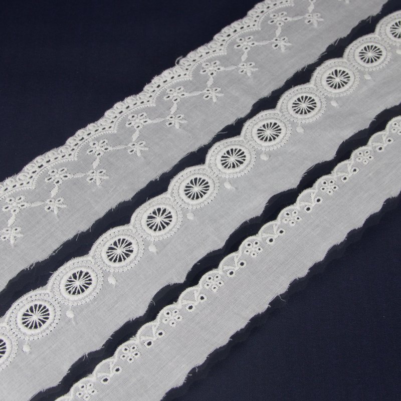 Newest Diy Manual Cotton Material White Embroidery Tulle Eyelet Lace Trim