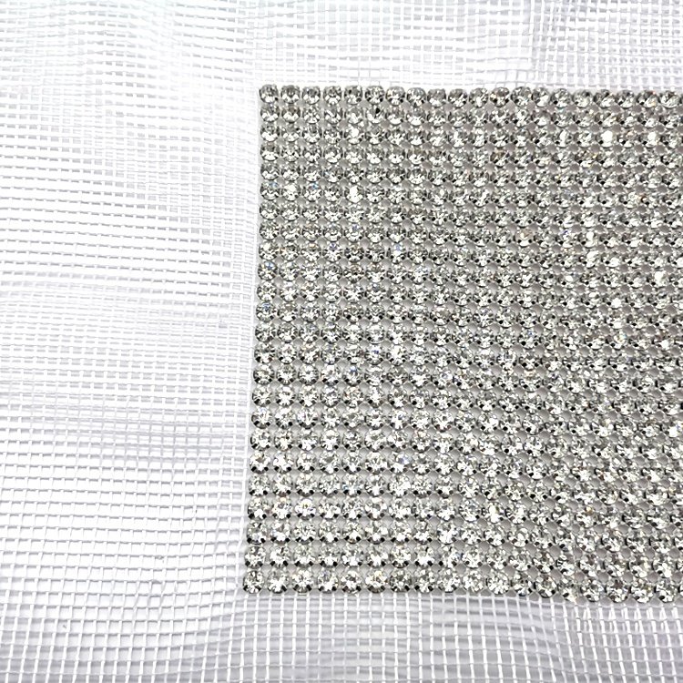Wholesale Silver Clear Crystal Rhinestone Banding for Weddings Sew-On Metal Rhinestone Trim for Shoes Garments Bags
