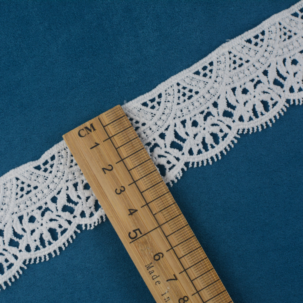 New design white color milky lace chemical polyester nylon material flower 3d battenburg lace trim