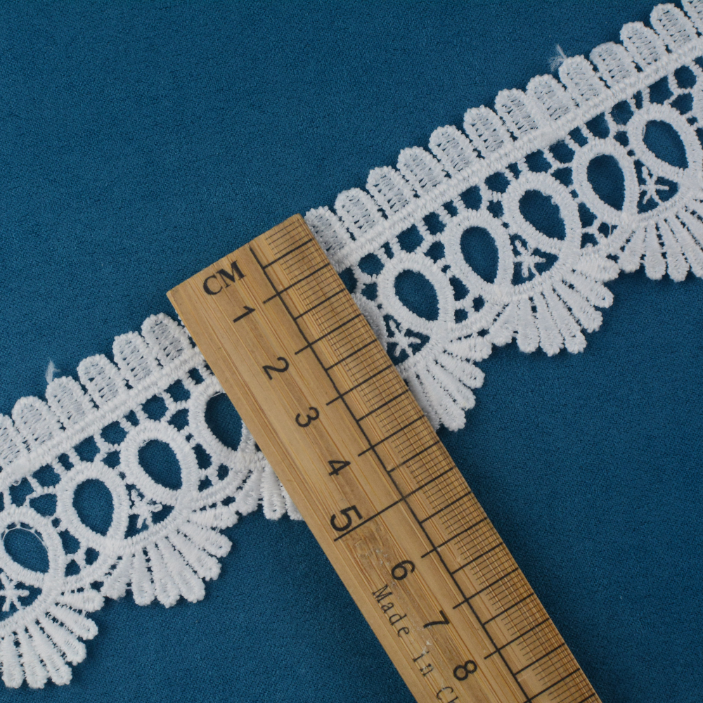 New design white color milky lace chemical polyester nylon material flower 3d battenburg lace trim
