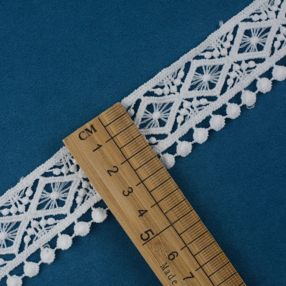 New design white color milky lace chemical polyester nylon material flower 3d battenburg lace trim