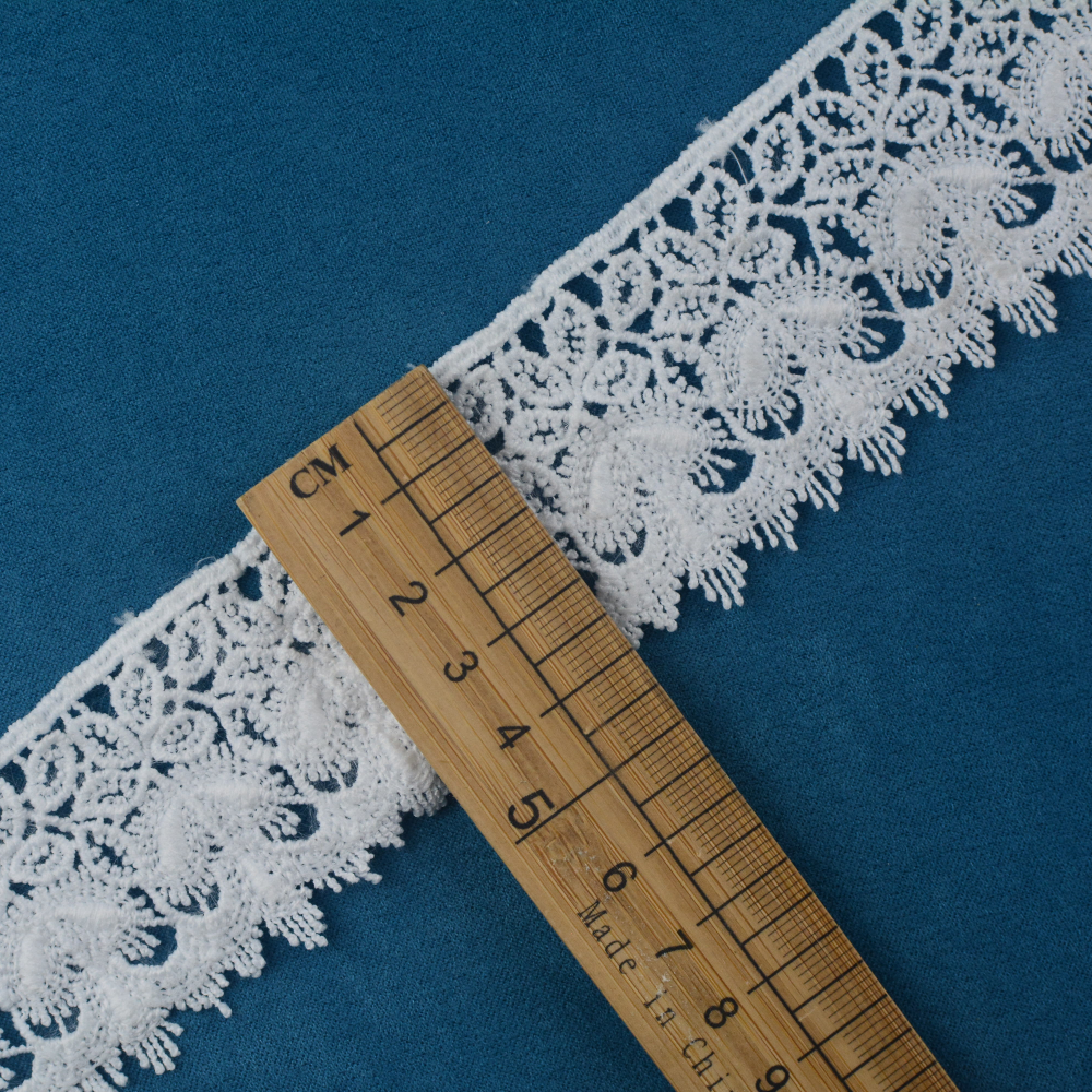 New design white color milky lace chemical polyester nylon material flower 3d battenburg lace trim
