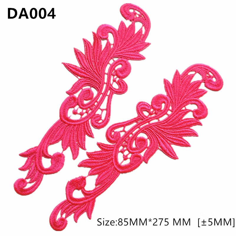 Wholesale fluorescent embroidery lace flower applique patch sewing Tango Latin ballet dress accessories DA004