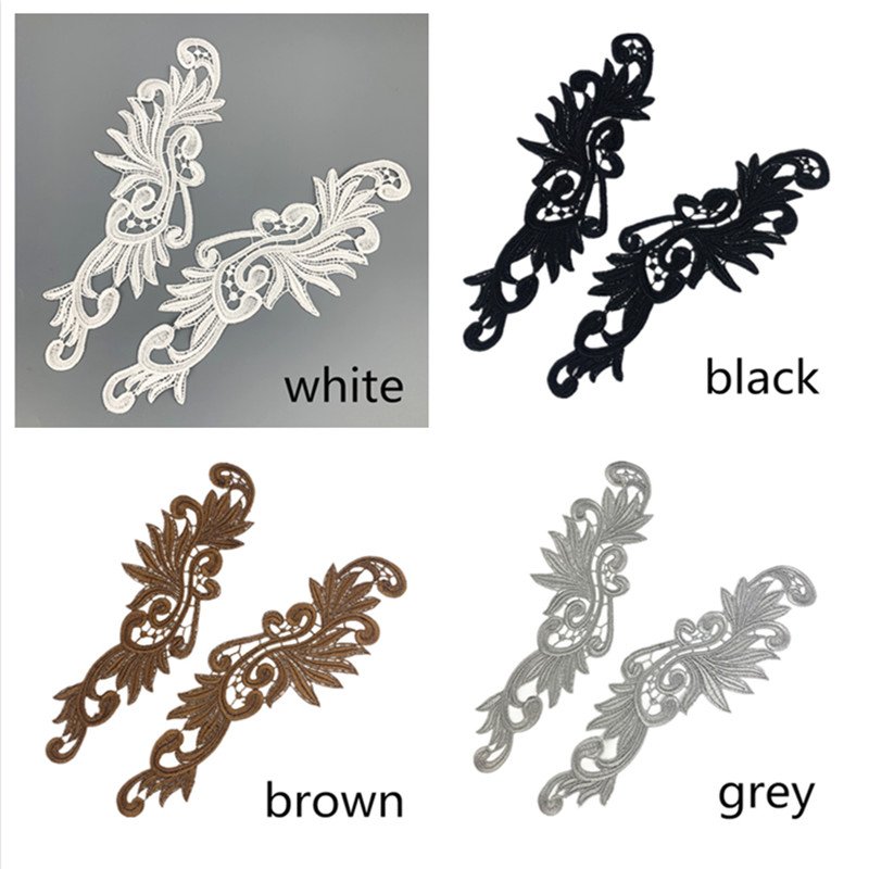 Wholesale fluorescent embroidery lace flower applique patch sewing Tango Latin ballet dress accessories DA004