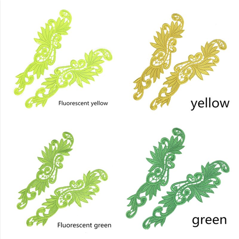 Wholesale fluorescent embroidery lace flower applique patch sewing Tango Latin ballet dress accessories DA004