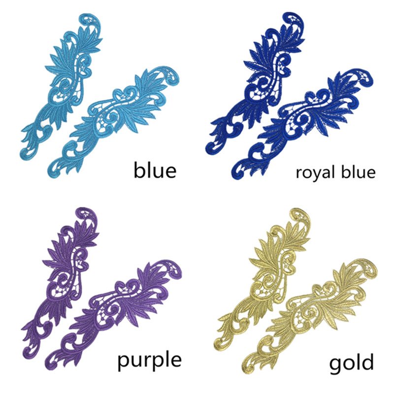 Wholesale fluorescent embroidery lace flower applique patch sewing Tango Latin ballet dress accessories DA004