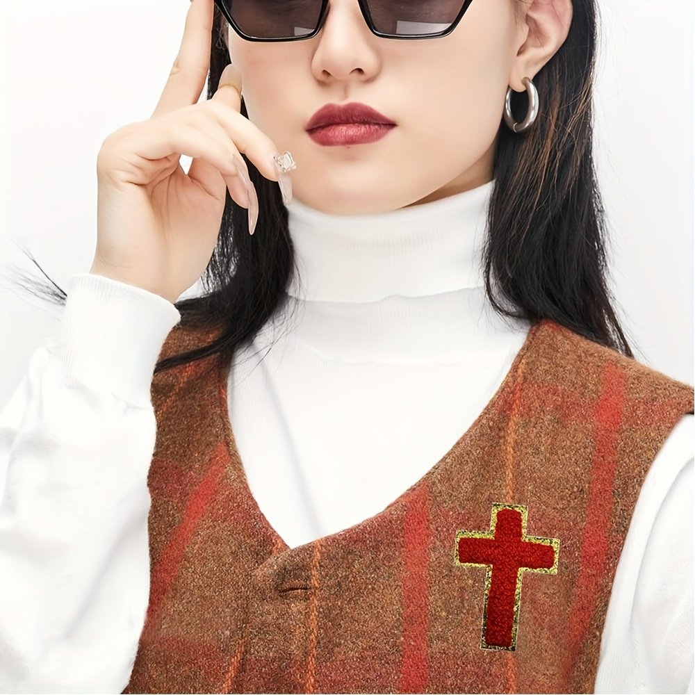 Custom Iron On Toweling Embroidery Chenille Jesus Patch With Gold Glitter Trim Christ Cross chenille Patch For Jacket