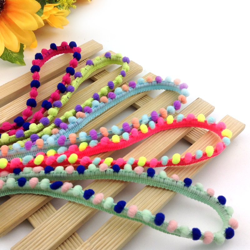 high quality 1cm mini pom pom ball trims 13 colors nylon small ball lace for kid's garment furniture DIY craft accessoires