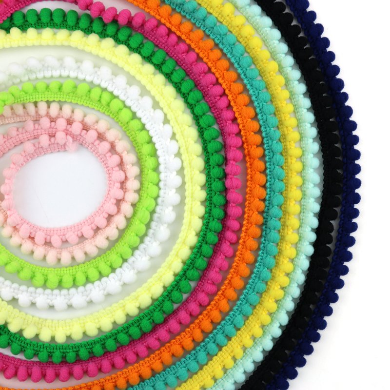 high quality 1cm mini pom pom ball trims 13 colors nylon small ball lace for kid's garment furniture DIY craft accessoires